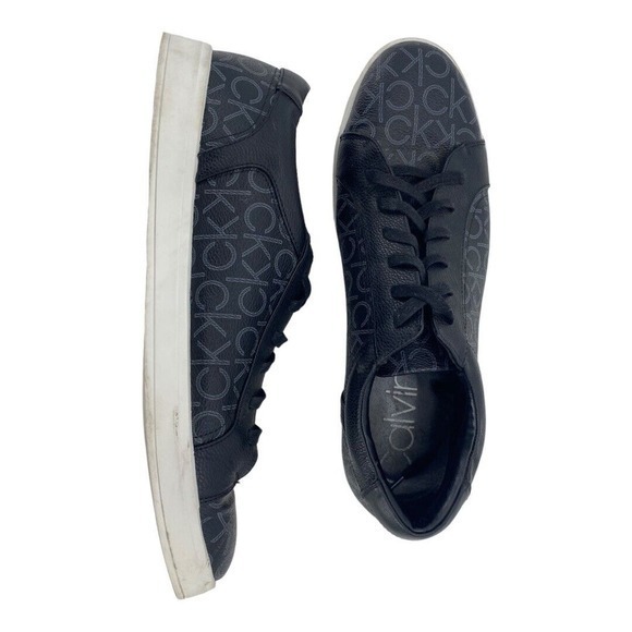 Calvin Klein Bowyer CK Monogram Smooth Mens Black Designer Sneakers Size 13 - Picture 6 of 14